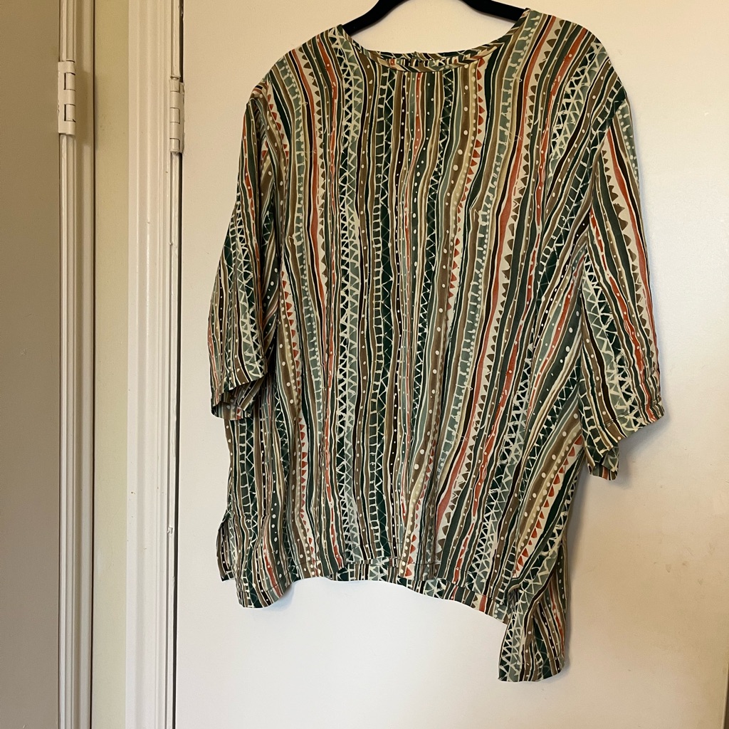 Striped Multicolor Womens Top 100 Silk